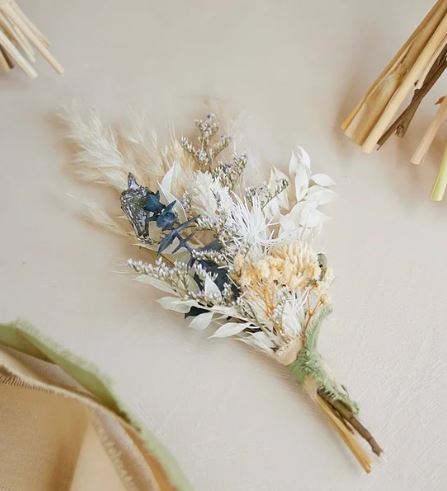 Ivory dried flower boutonniere for weddings in Nashville TN